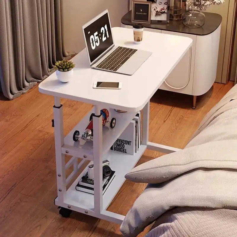 Height Adjustable Computer Desk with Rolling Wheels Swivel Wheel Home Desk