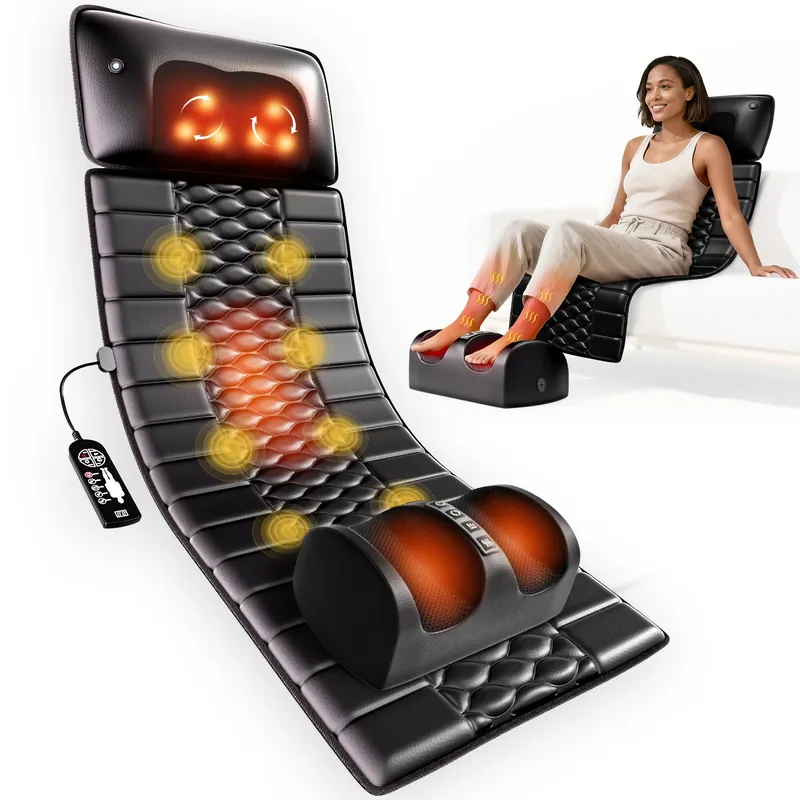 Shiatsu Full Body Massage Mat w/ Heat, 10 Vibrating Motors, Relax at Home