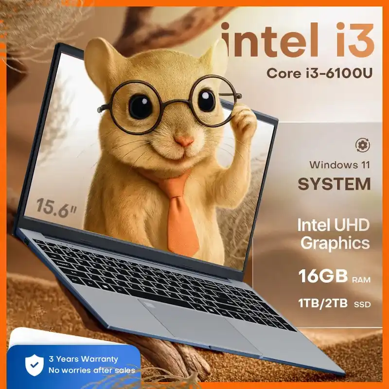 15.6" Portable i3 Laptop Computer PC Windows 11 Pro Intel Core i3 6100U Laptops