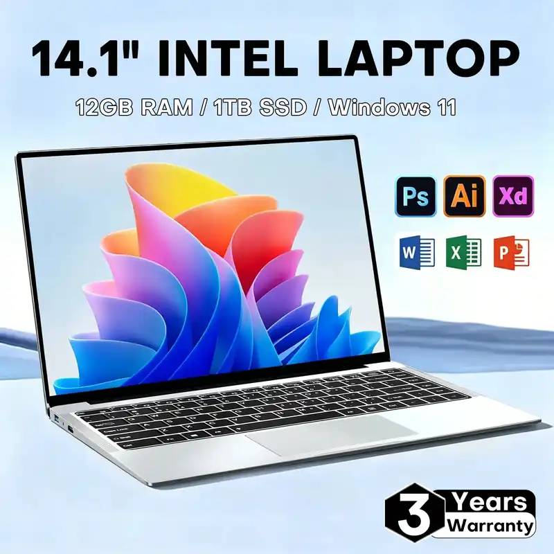 14.1" Laptop Computer Windows 11 Pro Intel Atom A3950 Notebook