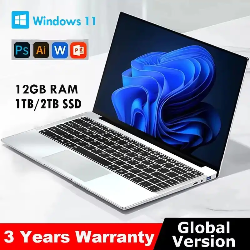 New Laptop Computer Windows 11 Pro Intel Atom A3950 2025 Notebook PC Gamer 12GB RAM