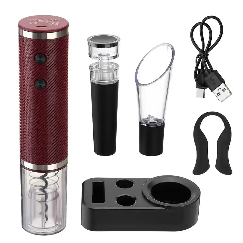 Electric Wine Opener, Automatic Electric Wine Bottle Corkscrew Opener with Foil Cutter, Rechargeable