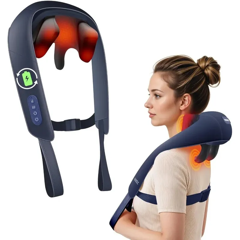 Cordless Neck and Shoulder Massager with Soothing Heat for Deep Relief Upgraded 4D Shiatsu Deep Kneading Massage Therapy for B