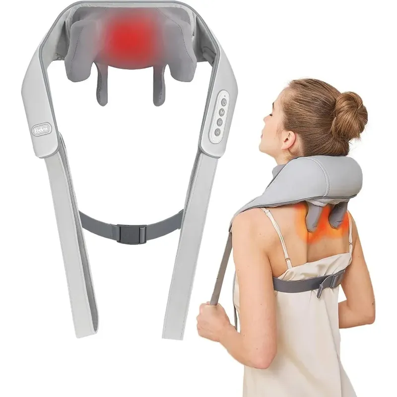 Cordless Neck Shoulder Massager with Heat for Deep Tissue Kneading Relief Enhances Blood Circulation and Eases Muscle Tension I