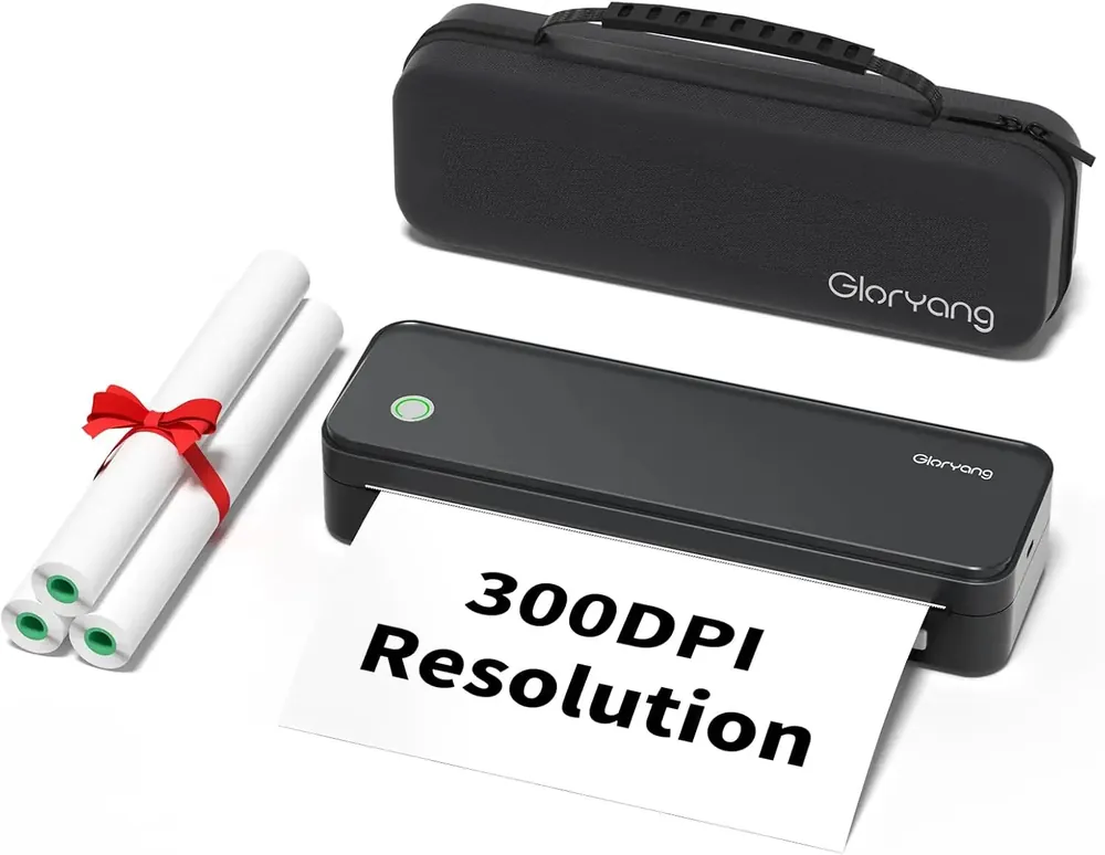 300DPI Portable Printer Wireless for Travel, Inkless Small Bluetooth Printers for Home Use