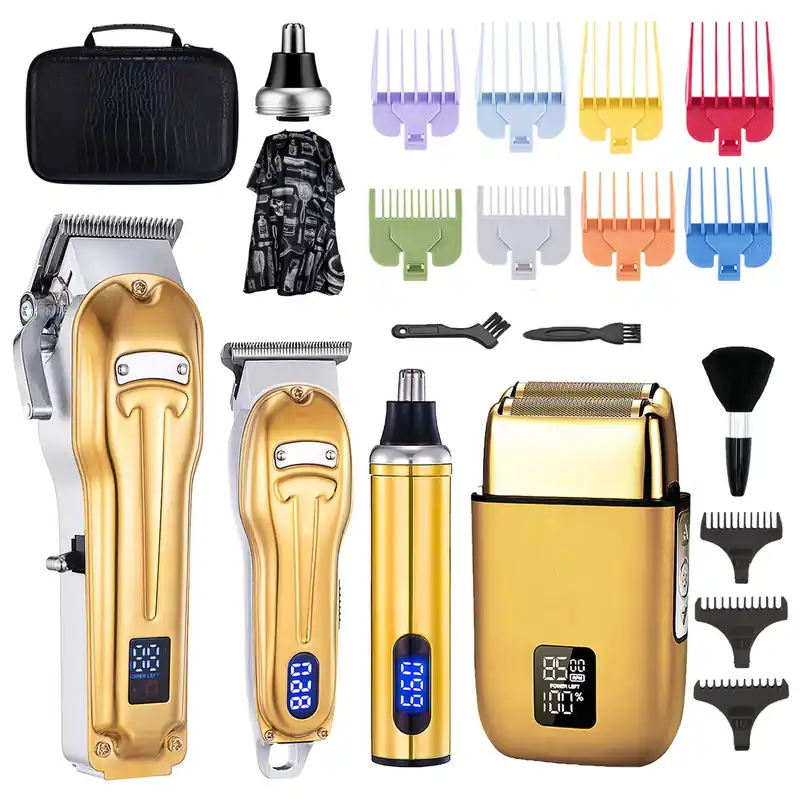 Professional Hair Clippers For Men Nose Hair Trimmer Beard Trimmer 4-piece Set, Cordless Rechargeable