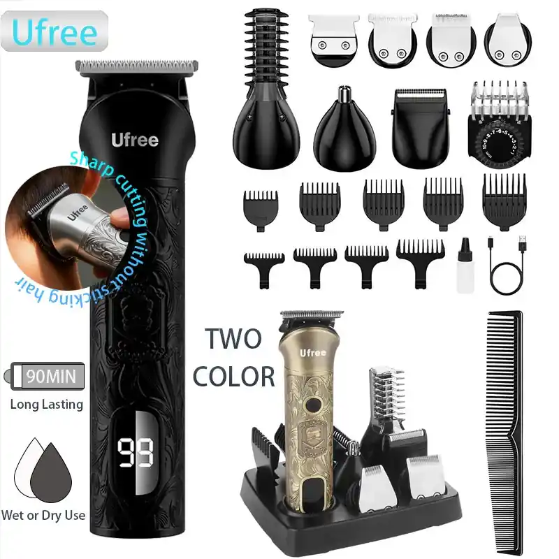 Ufree Beard Trimmer for Men, Electric Razor Shaver, Cordless Hair Clipper Shaving Kit for Mustache Body Nose Ear Hair Facial, Ad