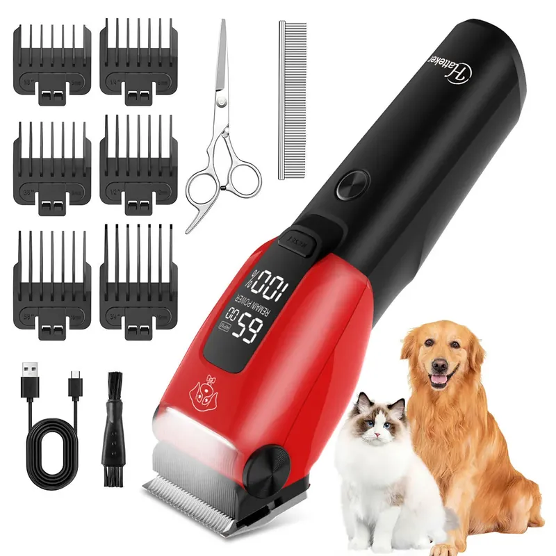 Hatteker Professional Pet Clipper Dog Hair Trimmer Cat Grooming Shaver Electric Charging Pet Cutting