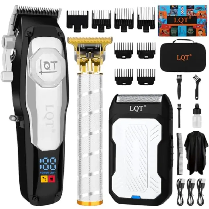 Professional Cordless Hair Clippers and Beard Trimmer Set for Men LED Display Long Battery Life Adjustable