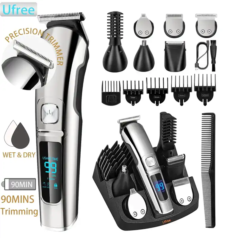 Ufree Beard Trimmer for Men, Waterproof Electric Razor for Nose, Body, Face & Mustache, Cordless