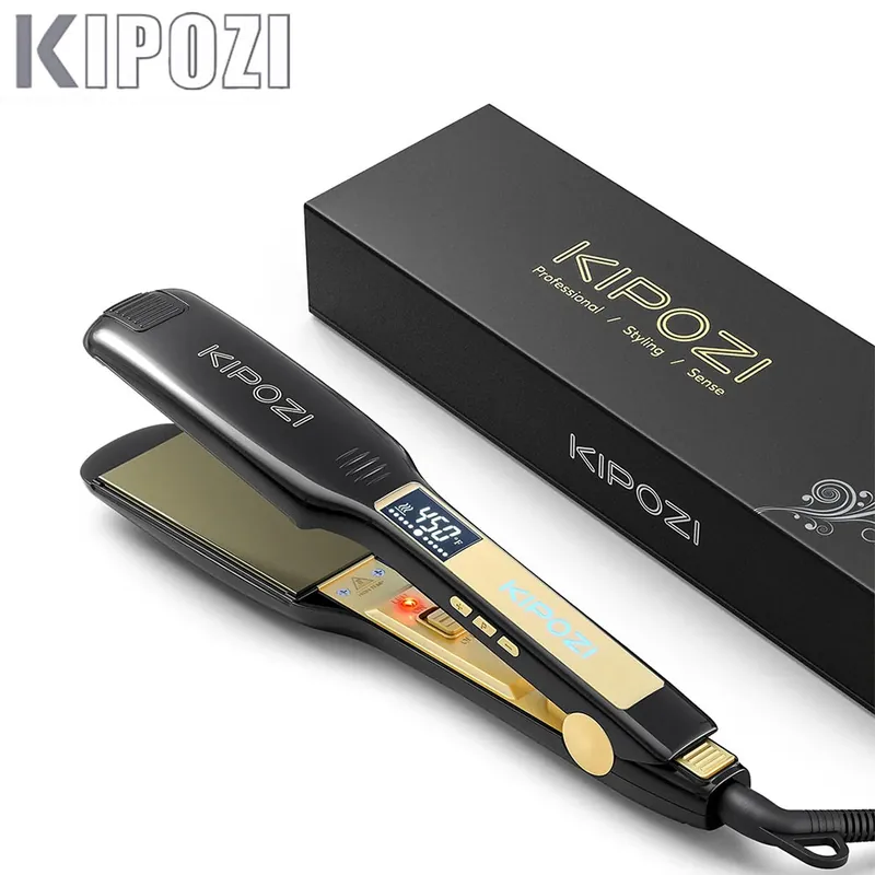 KIPOZI Professional Hair Straightener Titanium Flat Iron with Digital LCD Display Dual Voltage