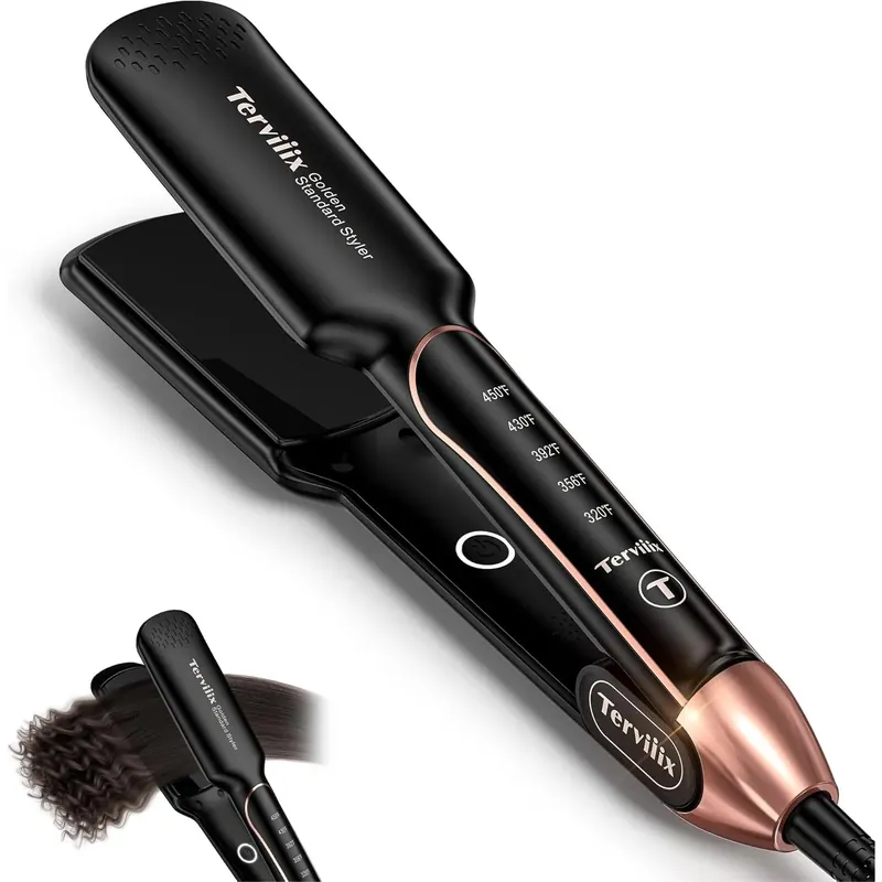 Wide Flat Iron Hair Straightener with Ceramic & Tourmaline for Smooth One-Swipe Results