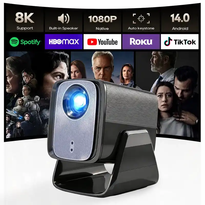 LYNCast Smart Projector with WIFI6 and Bluetooth5.4, 8K Support, X5AS,