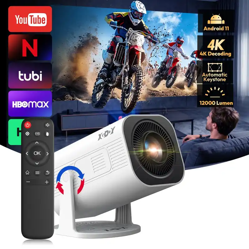 XGODY Portable Gimbal 3 Pro 12000LM 4K Projector 2.4G/5G WiFi Bluetooth
