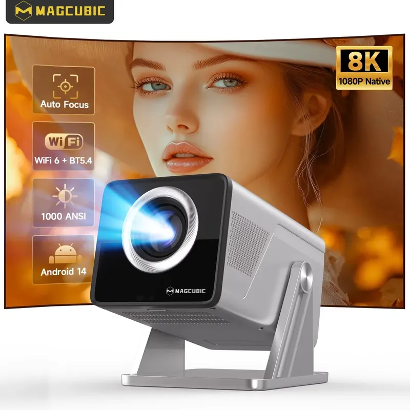 Android 14 WiFi6 BT5.4 Outdoor Video Home Theater Projector W/ 5W Speaker