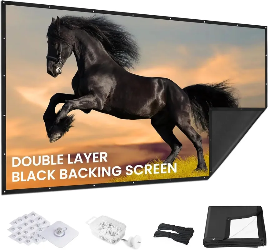 60 inch Projector Screen with Black Backing for Home Theater and Outdoor