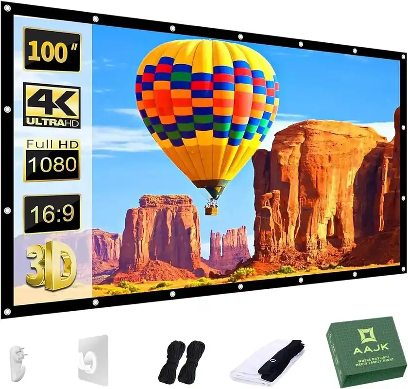 100 inch Outdoor Projector Screen with Washable Fabric 16 9 Foldable