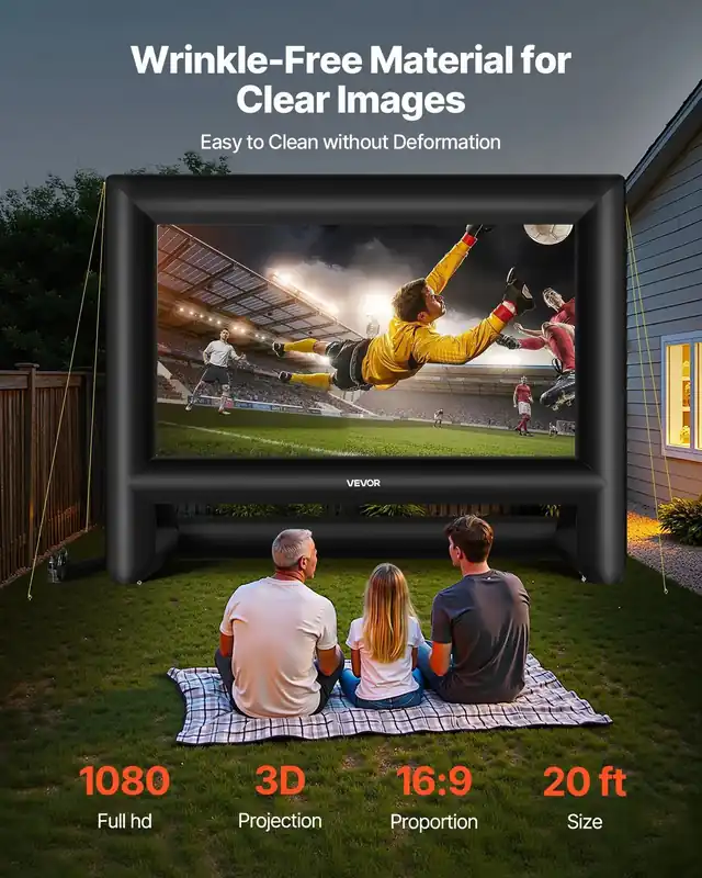 20FT Inflatable Projector Screen with Portable Storage Bag, 16 9 Easy Set Up