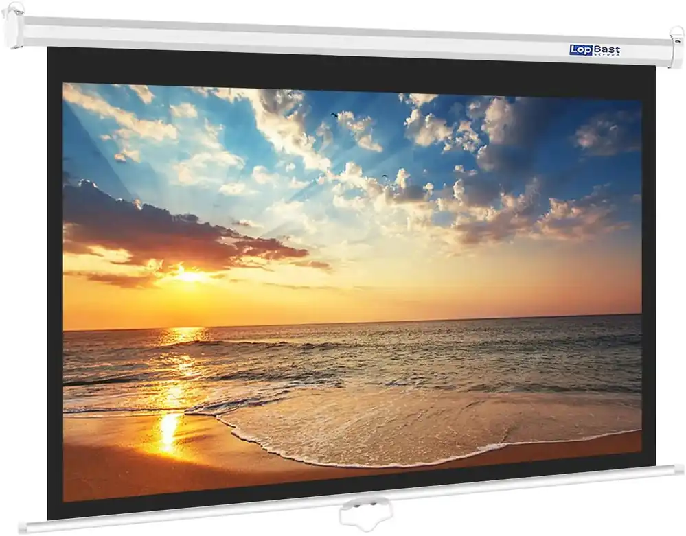 100 in Manual Pull Down Projector Screen 16 9 1.2 Gain Retractable for Home
