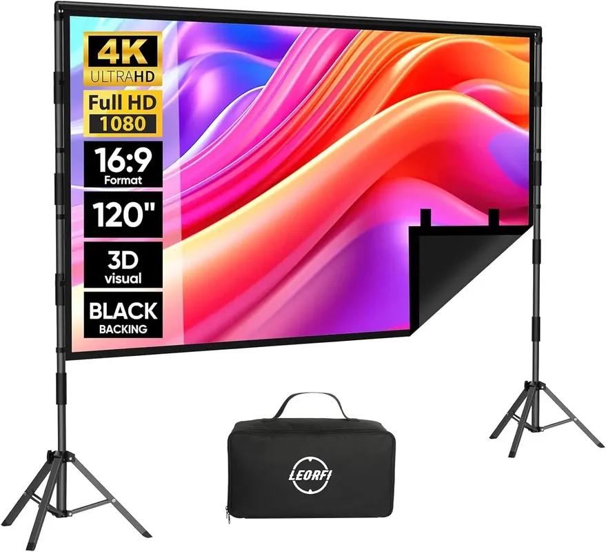 120 inch Outdoor Projector Screen with Stand for Backyard Movie Night