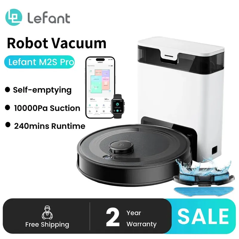 Lefant Robot Vacuum Cleaner with Automatic Emptying M2S Pro for Pet Hair