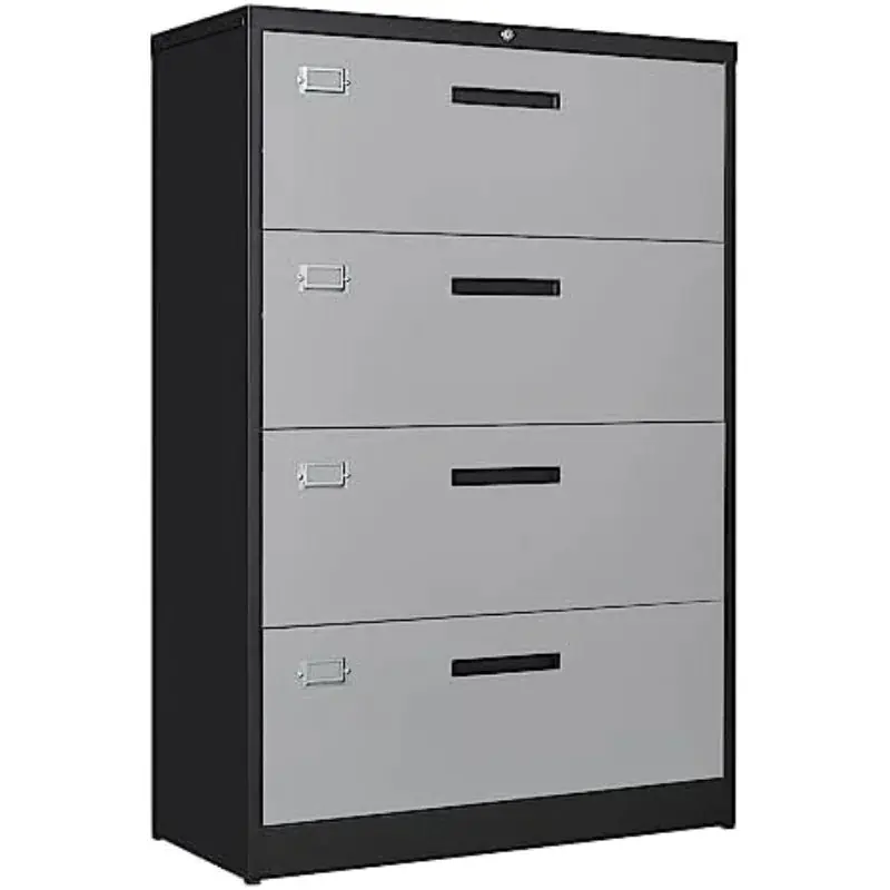 4 Drawer Lateral Metal Filing Cabinet with Lock-File Cabines-Organization Storage Cabinets