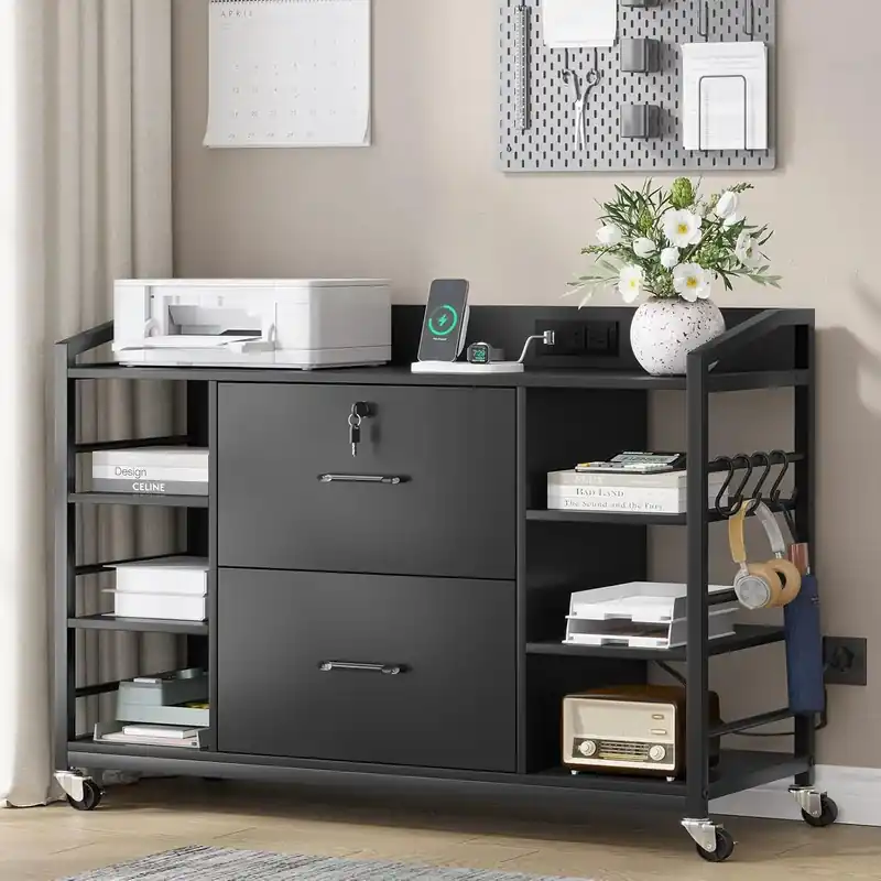 44" File Cabinet, Filing Cabinets fits Legal, Letter, A4 Size, 2 Drawer Office