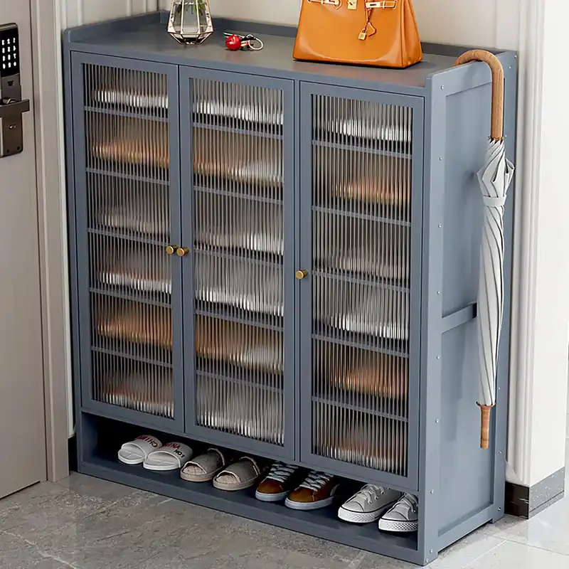 3-Door 8-Tier Freestanding Bamboo Shoe Rack Organizer for Hallway