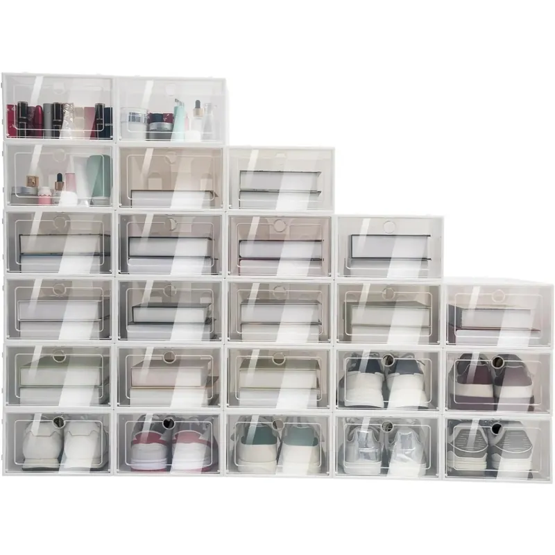 24 Pack Foldable Shoe Rack, Space-Saving Home & Office Organization