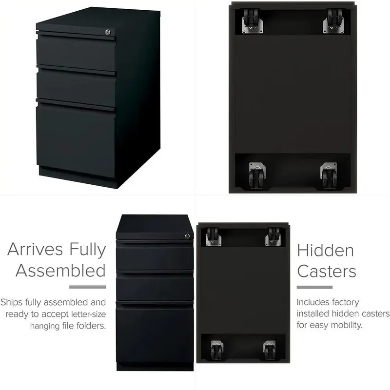 3 Drawers 27.75 Vertical Black Metal Filing Cabinet Lockable PreAssembled Stationary Letter Size