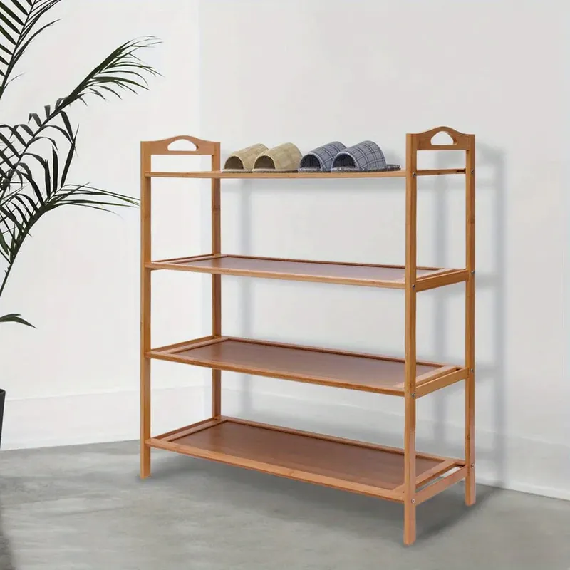 4-Tier Bamboo Shoe Rack Durable, Stylish for Hallway Lightweight & Sturdy
