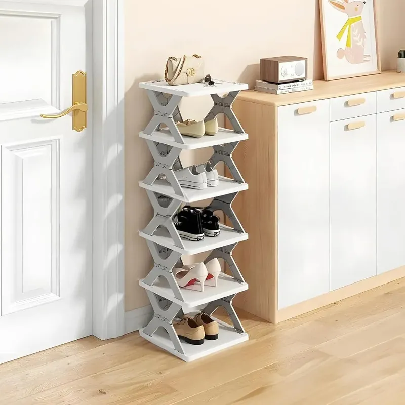 6 Tier Collapsible Vertical Shoe Rack with Space-Saving for Rooms