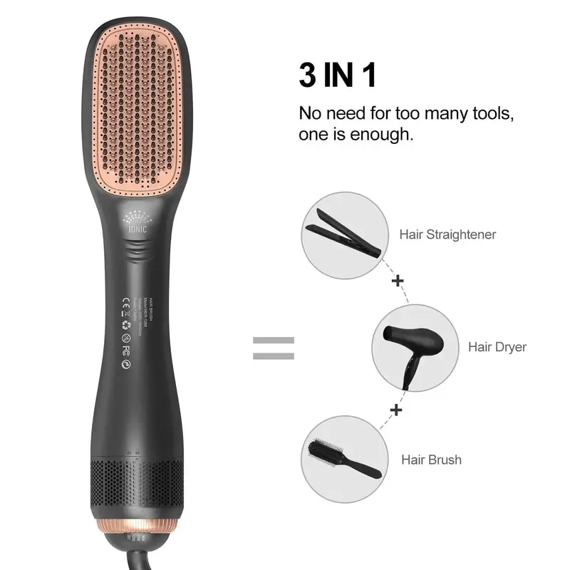3-In-1 Hot Air Brush Overheating Protection Negative Ion Hair Straightener Fast Heating Light weight