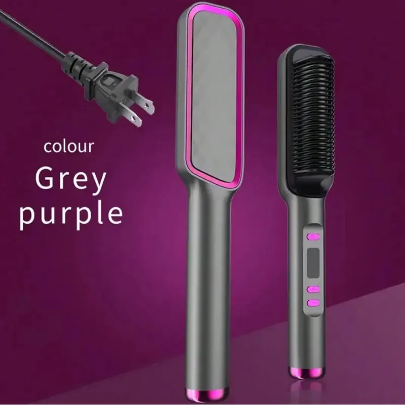 3-minute fast ceramic straightening brush 3level temperature adjustment LED display negative ion technologyperfect