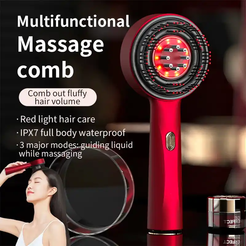 Electric Vibration Massage Comb Red Light Hair Growth Massage Scalp Brush Anti Hair Loss Liquid