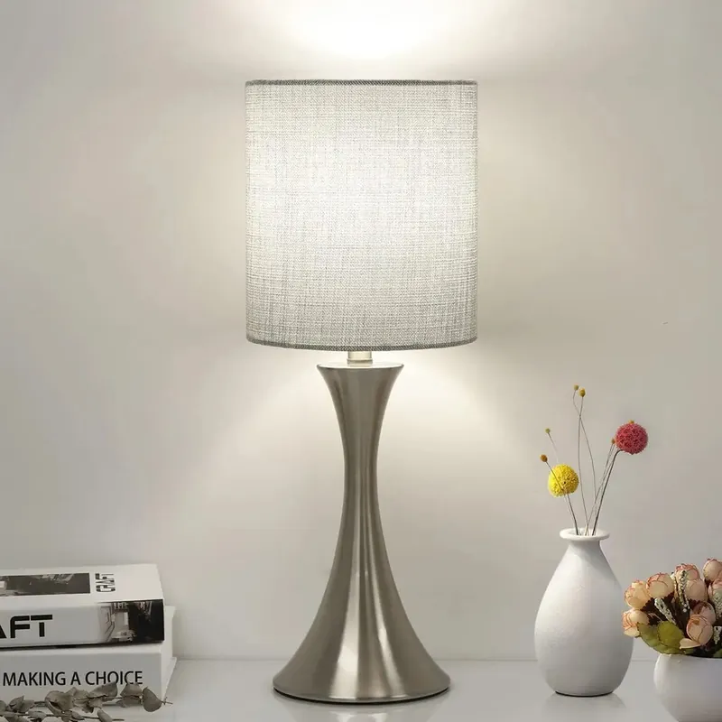 3-Way Touch Control Table Lamp, Dimmable Bedside Desk Lamp with Metal Base