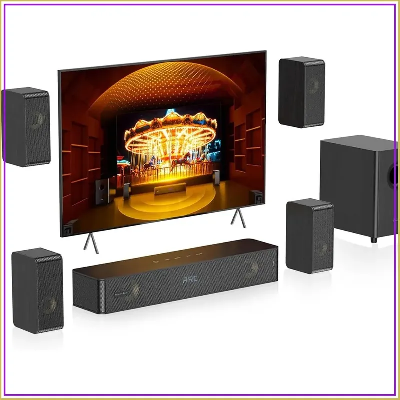 5.1.2 Surround Sound System for TV w/ 4 Surround Speakers, 5.25" Subwoofer