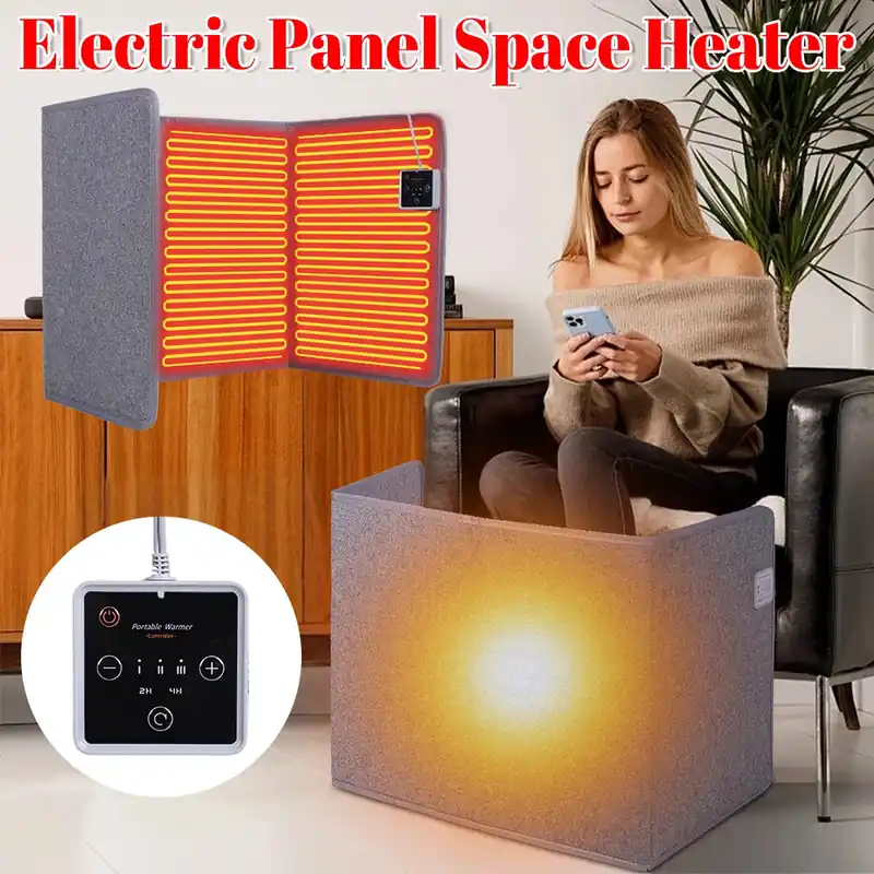 Personal Electric Panel Space Heater with Thermostat & Timer for Office