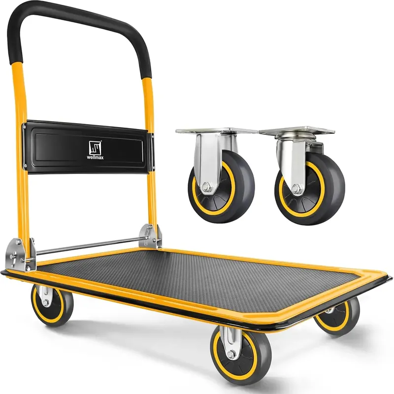 Push Cart Dolly by , Moving Platform Hand Truck, Foldable for Easy Storage and 360 Degree Swivel Wheels