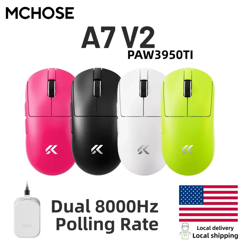 MCHOSE A7 V2 Lightweight Wireless Gaming Mouse Dual8000Hz Polling