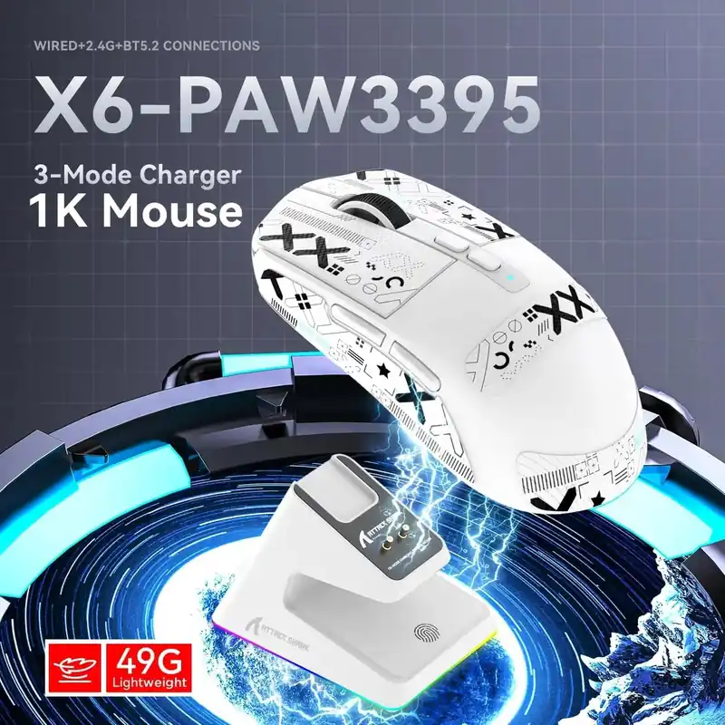 ATTACK SHARK X6 Lightweight Wireless Gaming Mouse with RGB Backlight