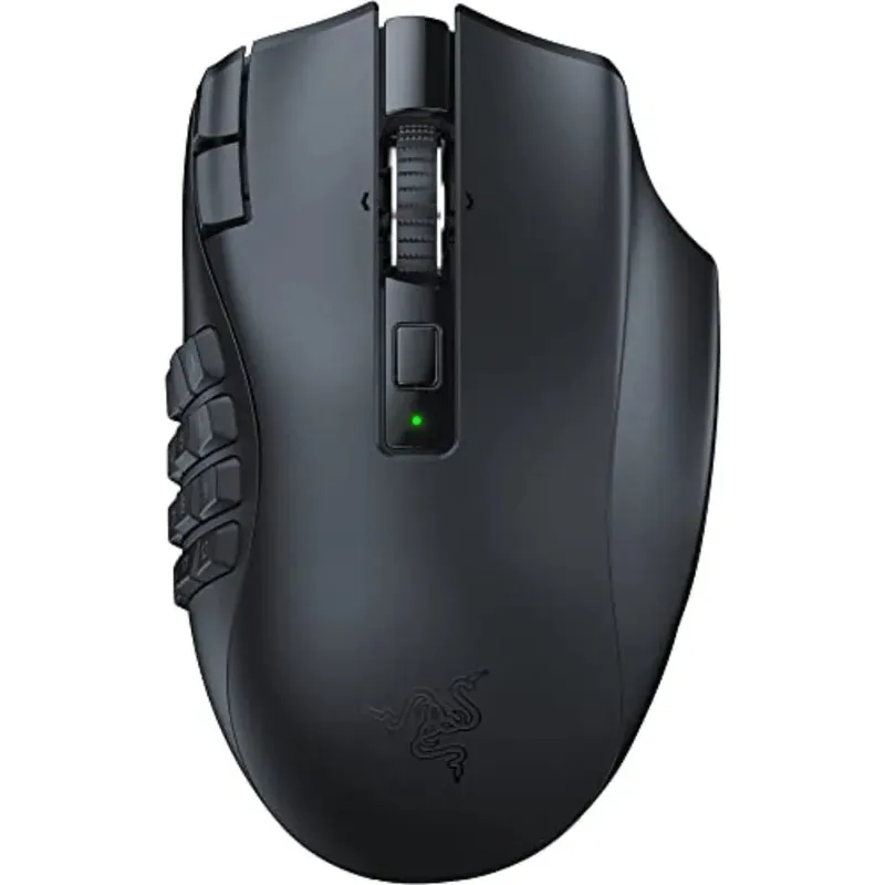 Wireless MMO Gaming Mouse for PC Lightweight Plastic Black with 19 Programmable Buttons