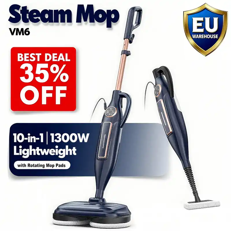 Steam Mop Cleaner with Rotating Mop Pad 10 in 1 for Home Hardwood