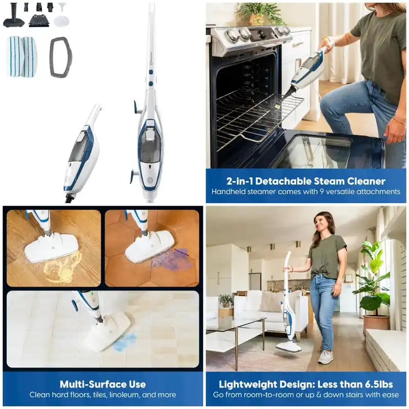 SMF1501 2-in-1 Steam Mop for Floor Cleaning w/ Detachable Handheld Steamer