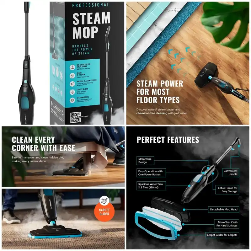 PurSteam Professional Steam Mop Multi-Surface Floor Cleaner for Hardwood