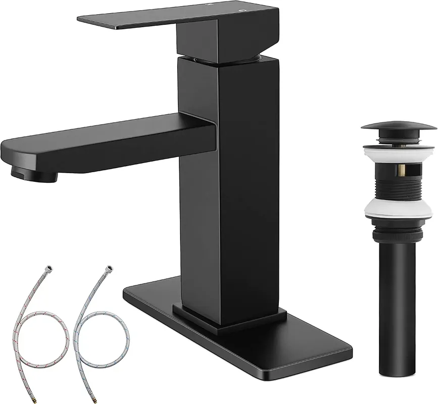 304 Stainless Steel Square faucet Cold and Hot Bathroom Washbasin Countertop Basin Washbasin Faucet Fashionable Easy to Inst