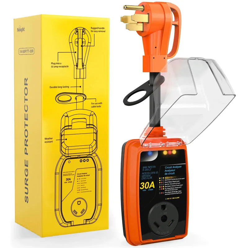 Nilight 50 to 30 Amp RV Surge Protector with Extension Cord for Camper