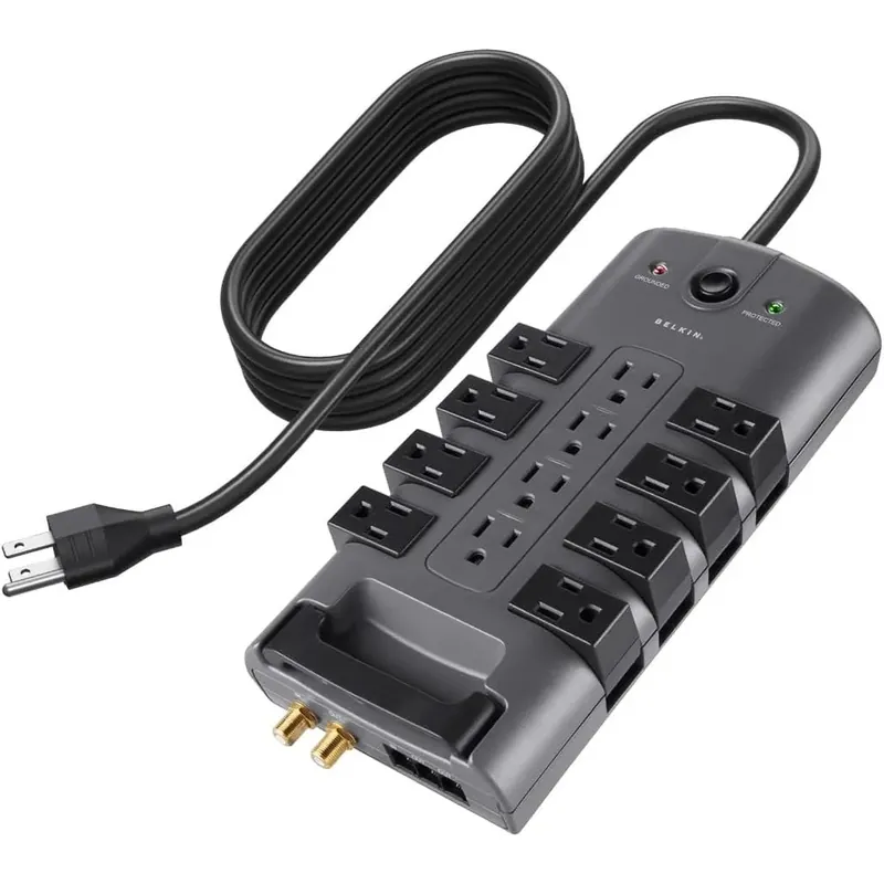 Surge Protector Power Strip w/ 8 Rotating & 4 Standard Outlets, 8ft Extension