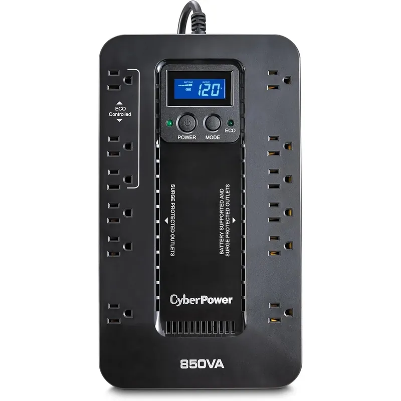 UPS Battery Backup and Surge Protector 850VA/510W w/ 12 Outlets for Home
