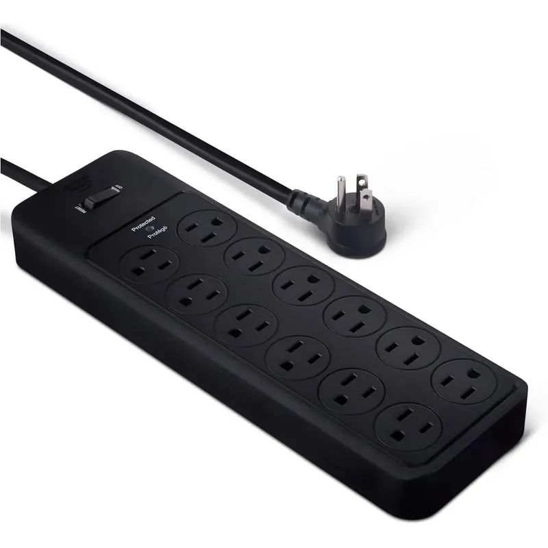 12-Outlet Surge Protector Power Strip w/ 4000 Joules and 8ft Cord for Home